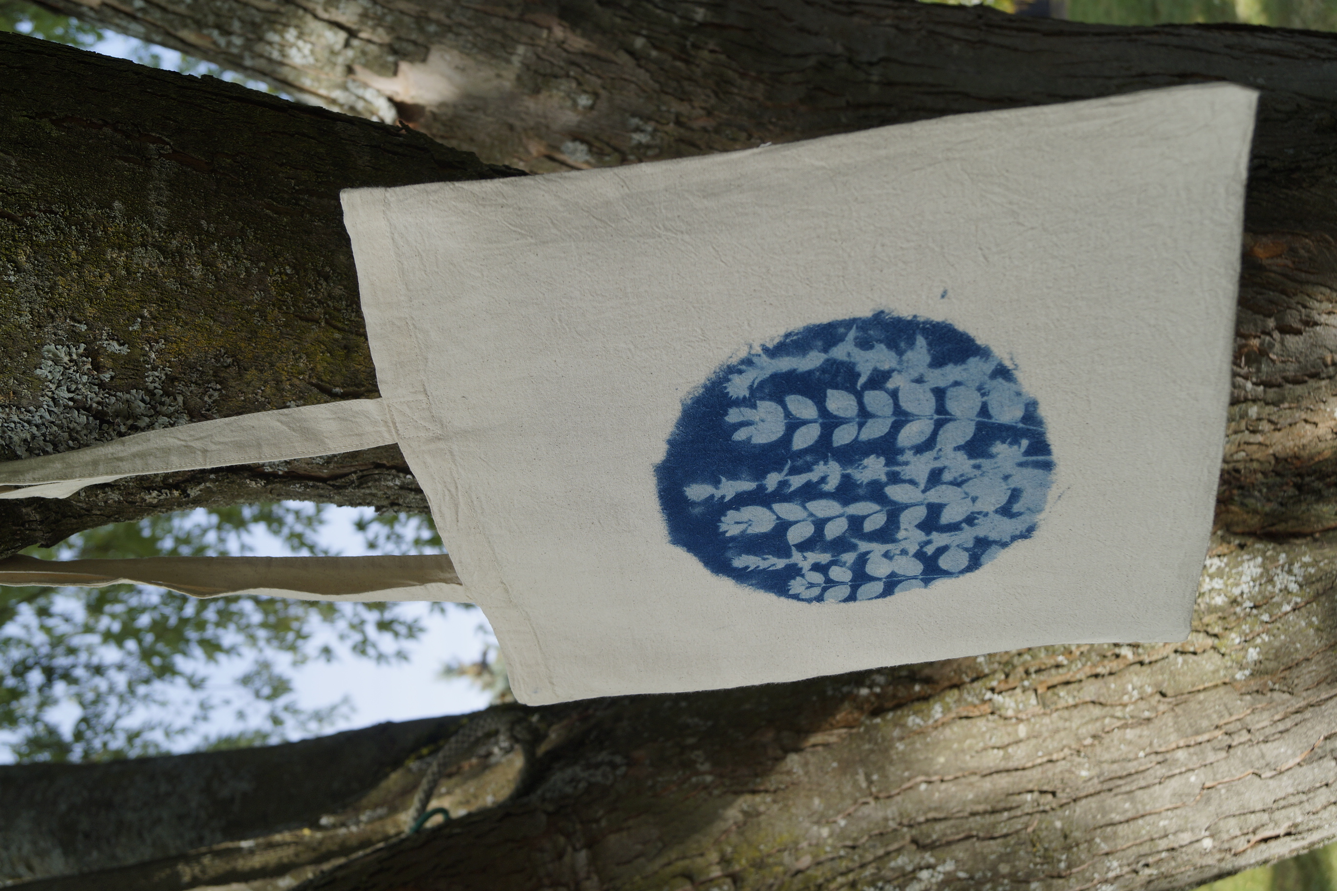 Cyanotype Baumwolltasche Schneebeere und gewöhnlicher Blutweiderich